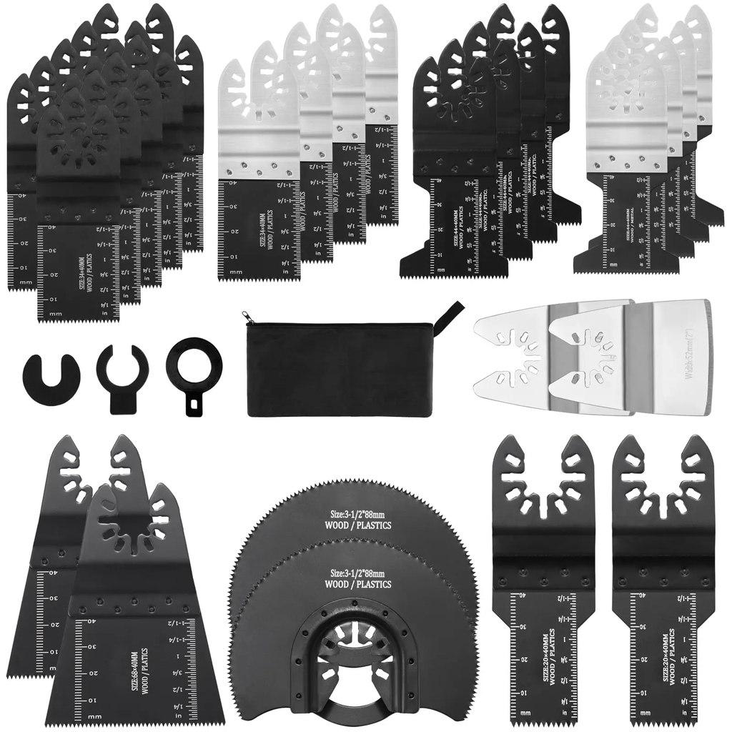 AEELLEEA-30 Pcs Multi Tool Attachment Kits, Universal Quick Release Oscillating Tool Accessories, 8 Types for Metal & Plastic, Fits Dewalt, Bosch