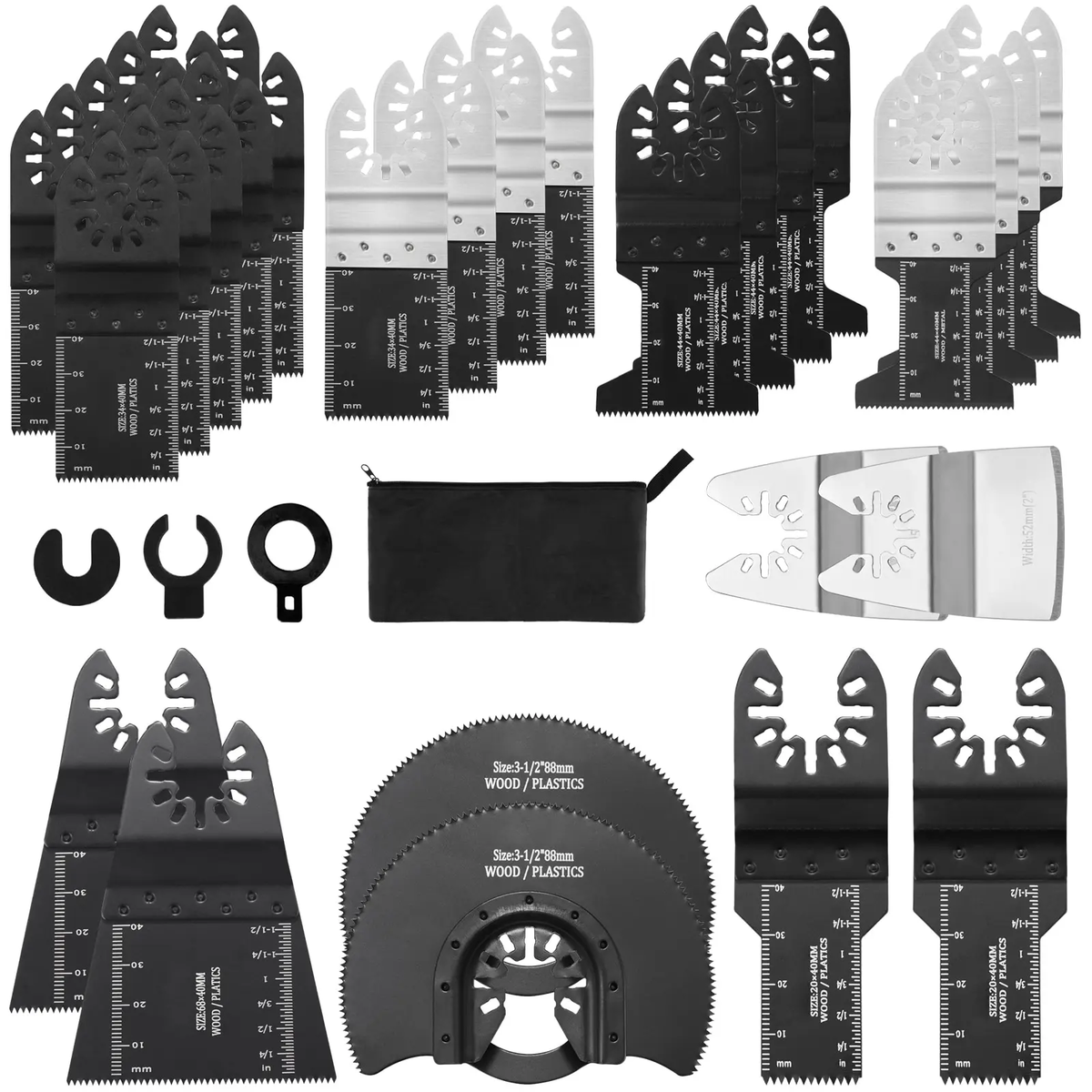AEELLEEA-30 Pcs Multi Tool Attachment Kits, Universal Quick Release Oscillating Tool Accessories, 8 Types for Metal & Plastic, Fits Dewalt, Bosch