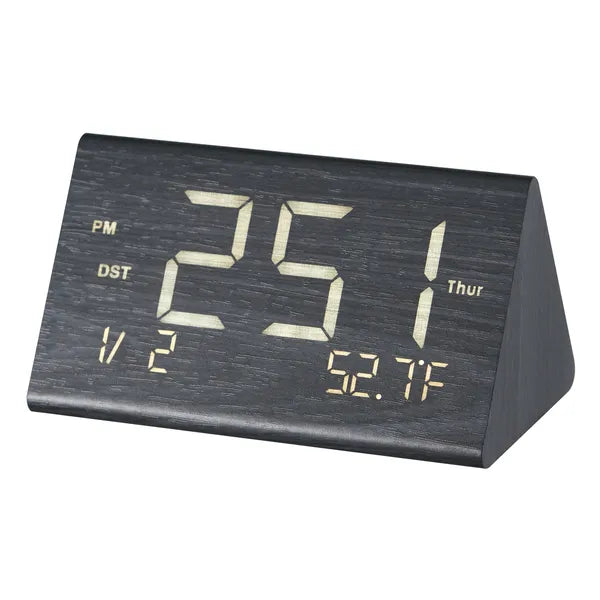 LED Mirror Digital Alarm Clock, 6.5 Inch Large Display, Snooze & Dimmable Brightness, Bedside Desk Clock with Temperature Humidity for Bedroom