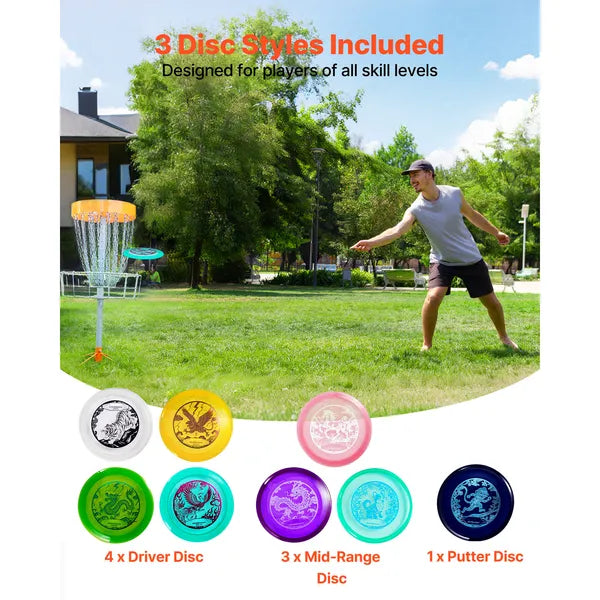 8 Pack PDGA Approved Disc Golf Starter Set, Putter Mid-Range Driver for Beginners Outdoor Backyard Game  # 2. 商品介绍 + 规格参数