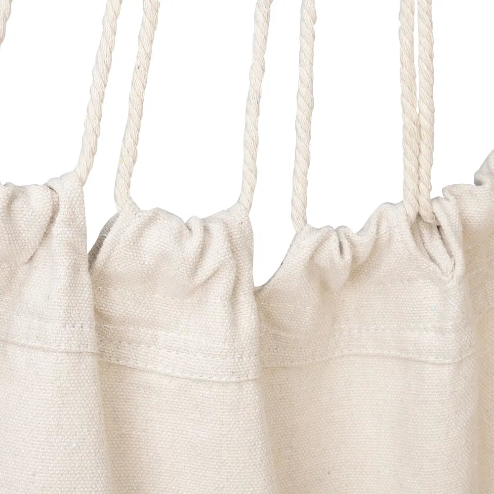Hanging Rope Chair with 2 Pillows, Cotton-Blend Canvas Hammock Swing Chair, 198 lb Capacity, Beige