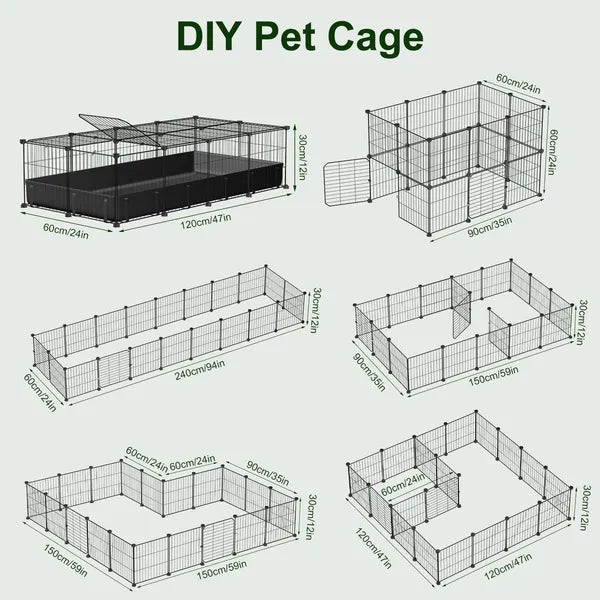Aeelleea DIY Metal Small Animal Playpen, 20 Panels Pet Enclosure with Waterproof Mat for Rabbits Hedgehogs Chickens