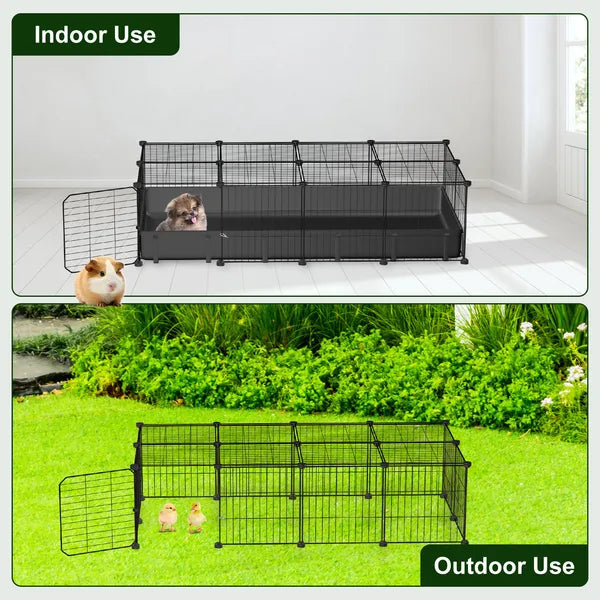 Aeelleea DIY Metal Small Animal Playpen, 20 Panels Pet Enclosure with Waterproof Mat for Rabbits Hedgehogs Chickens