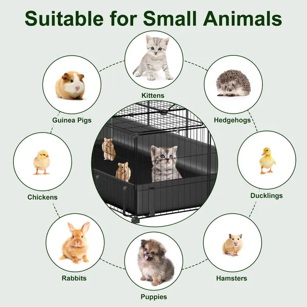 Aeelleea DIY Metal Small Animal Playpen, 20 Panels Pet Enclosure with Waterproof Mat for Rabbits Hedgehogs Chickens