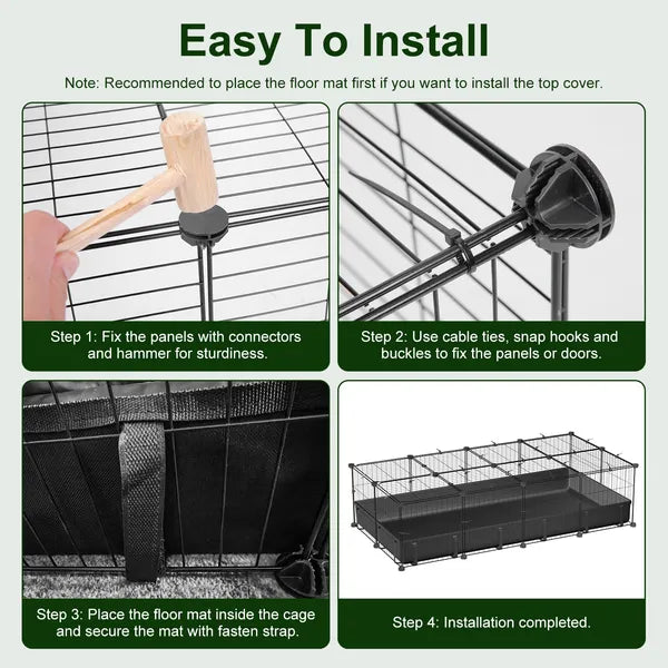 Aeelleea DIY Metal Small Animal Playpen, 20 Panels Pet Enclosure with Waterproof Mat for Rabbits Hedgehogs Chickens