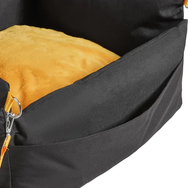 Black Waterproof Dog Car Booster Seat for Small Dogs Up to 25lbs, Pet Elevated Seat with Safety Tether, Side Handle & Storage Pocket