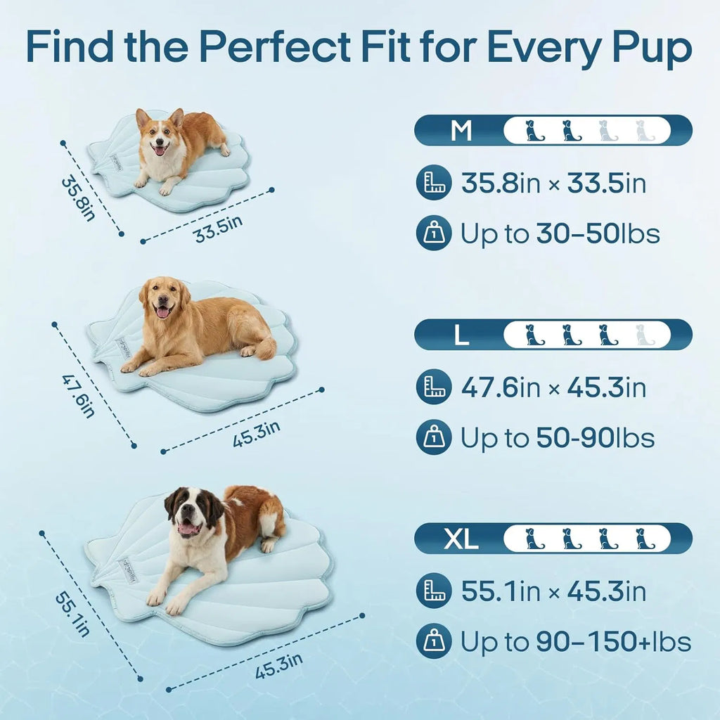 Washable Gel Dog Cooling Mat 35.8" x 33.5" Thick Foldable for Medium Dogs 30-50 lbs, Indoor Outdoor Travel Camping Patio Beach