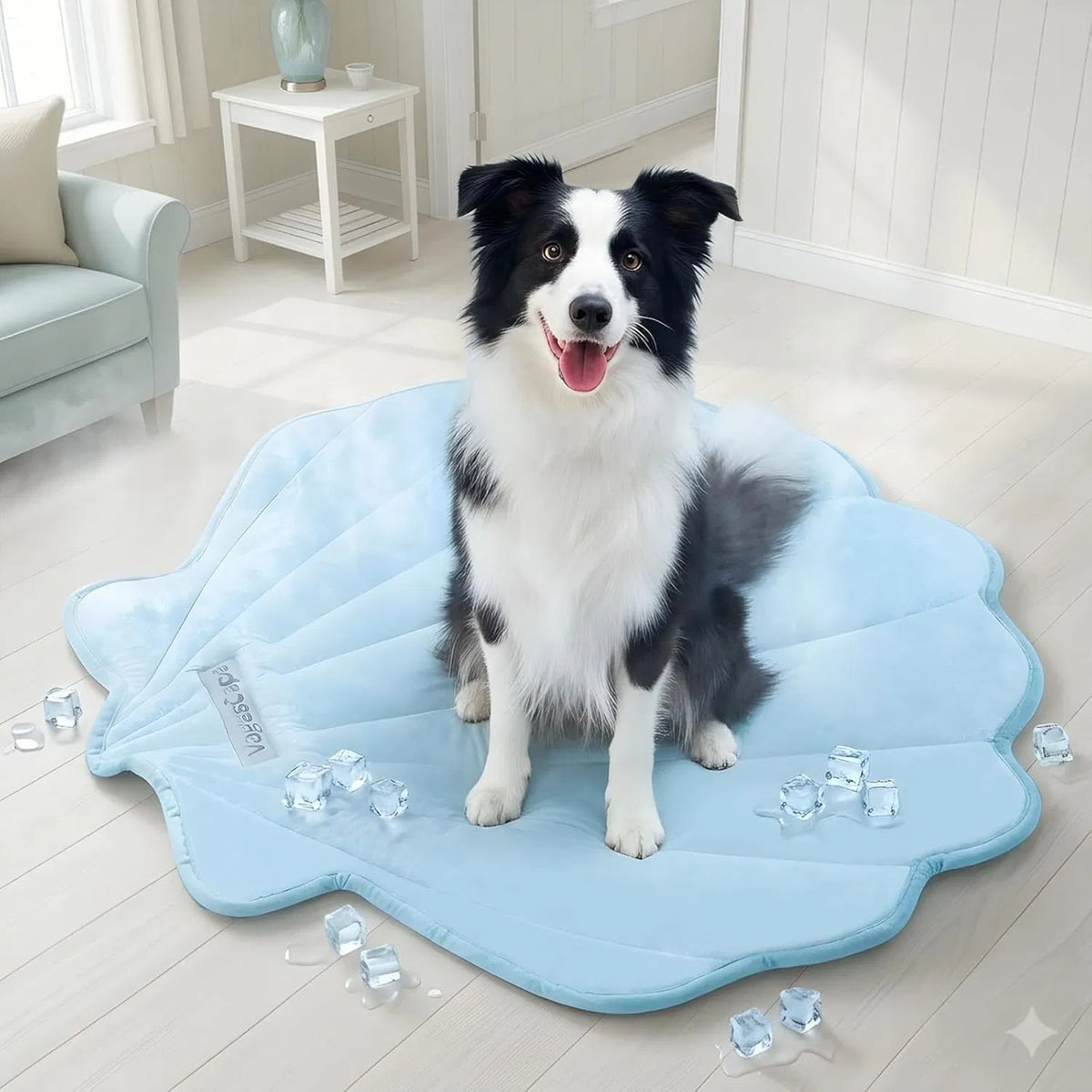 Washable Gel Dog Cooling Mat 35.8" x 33.5" Thick Foldable for Medium Dogs 30-50 lbs, Indoor Outdoor Travel Camping Patio Beach