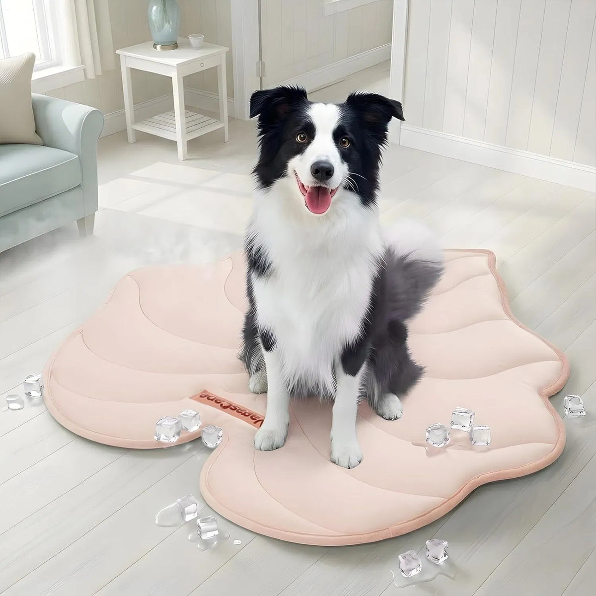 Washable Gel Dog Cooling Mat, Light Pink, 35.8" x 33.5" Foldable for Medium Dogs 30-50 lbs, Indoor Outdoor Travel Camping Beach