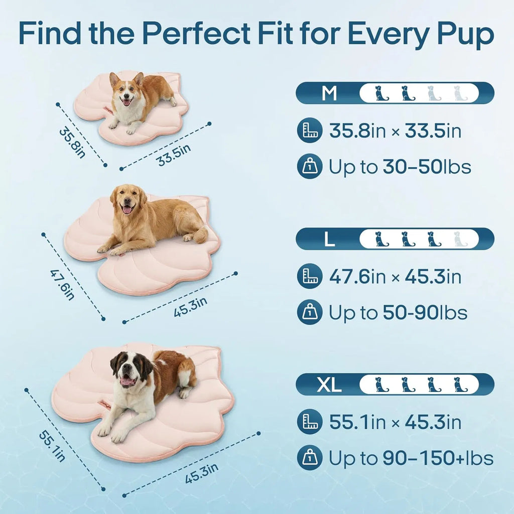 Washable Gel Dog Cooling Mat, Light Pink, 35.8" x 33.5" Foldable for Medium Dogs 30-50 lbs, Indoor Outdoor Travel Camping Beach