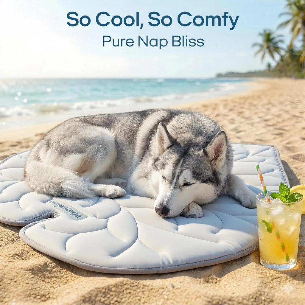 Washable Gel Dog Cooling Mat, Grey, 35.8" x 33.5" Foldable for Medium Dogs 30-50 lbs, Indoor Outdoor Travel Camping Beach