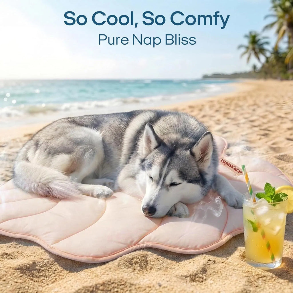 Washable Gel Dog Cooling Mat, Light Pink, 35.8" x 33.5" Foldable for Medium Dogs 30-50 lbs, Indoor Outdoor Travel Camping Beach