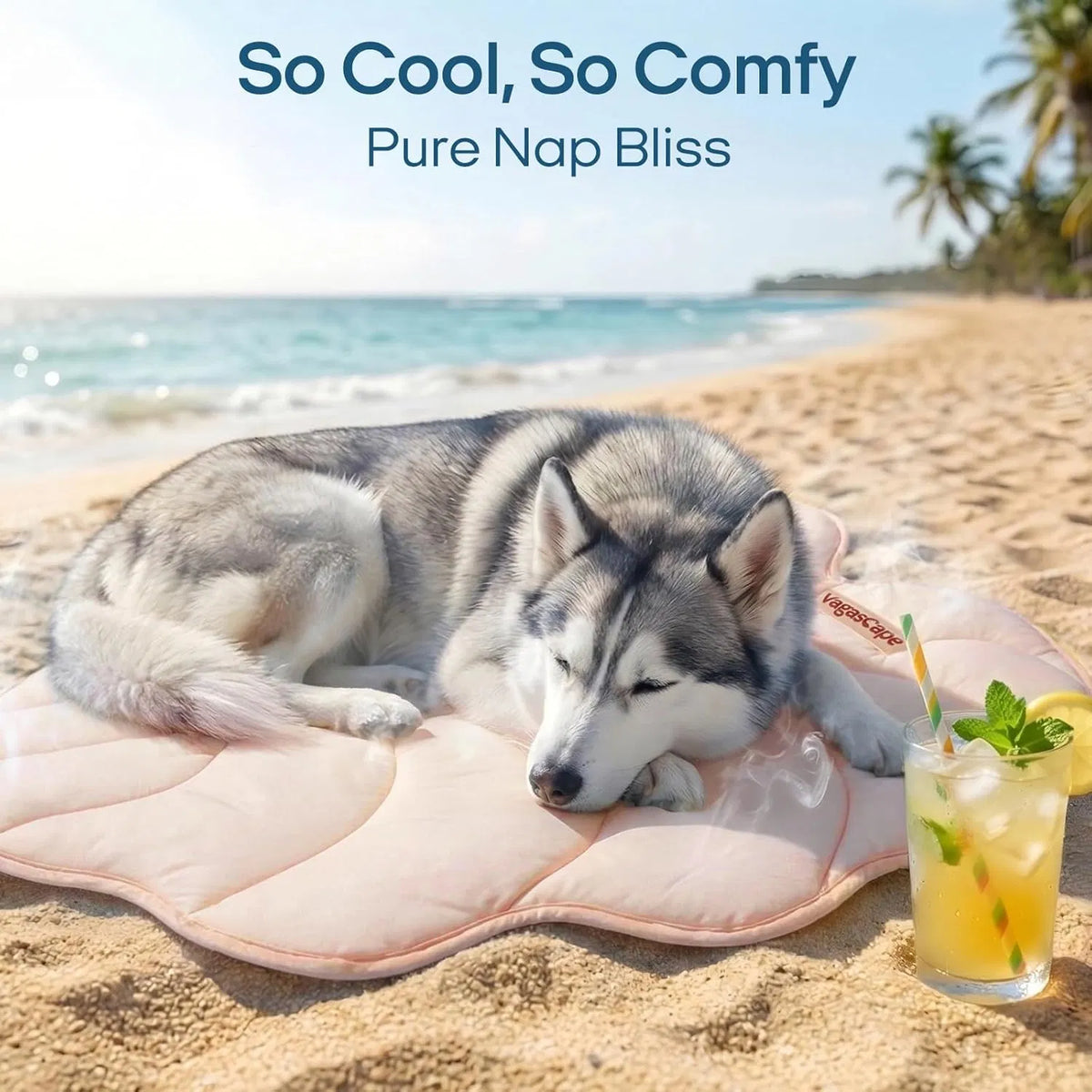 Washable Gel Dog Cooling Mat, Light Pink, 35.8" x 33.5" Foldable for Medium Dogs 30-50 lbs, Indoor Outdoor Travel Camping Beach