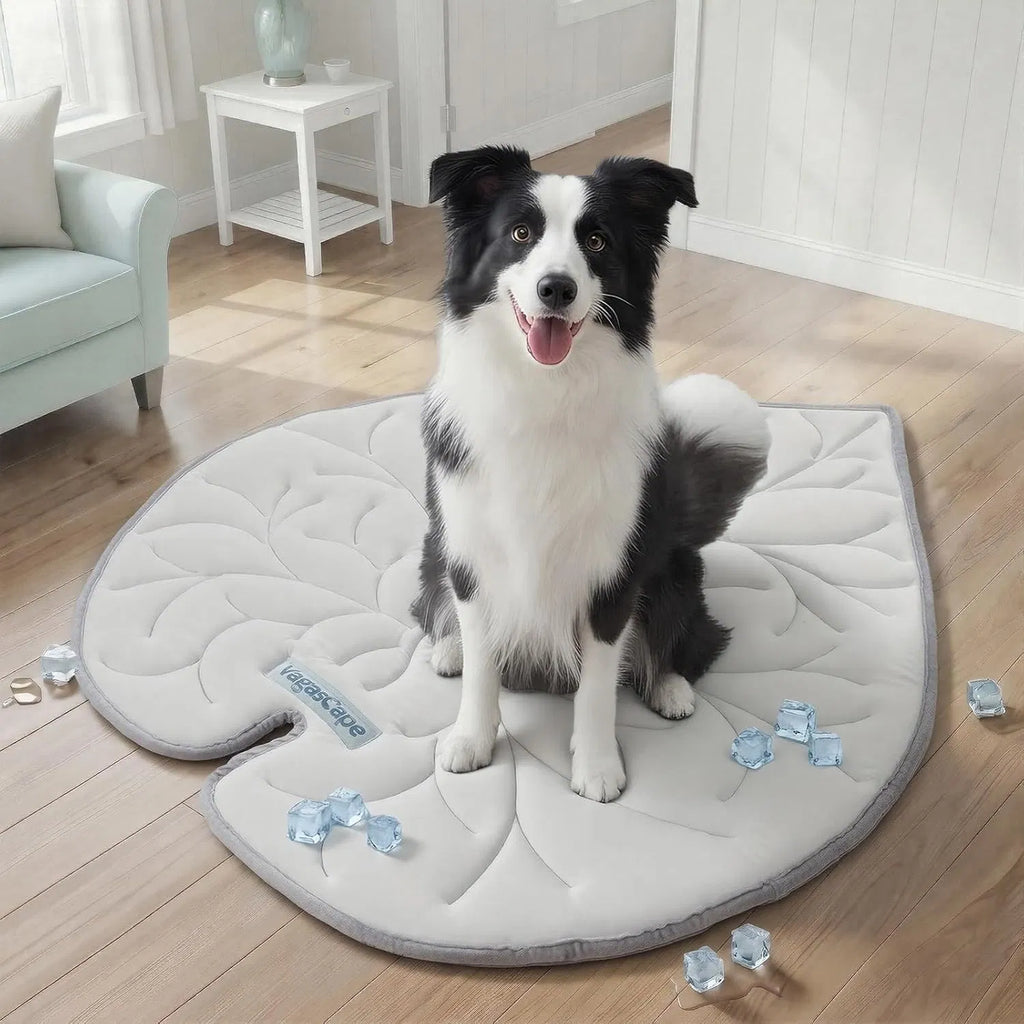 Washable Gel Dog Cooling Mat, Grey, 35.8" x 33.5" Foldable for Medium Dogs 30-50 lbs, Indoor Outdoor Travel Camping Beach