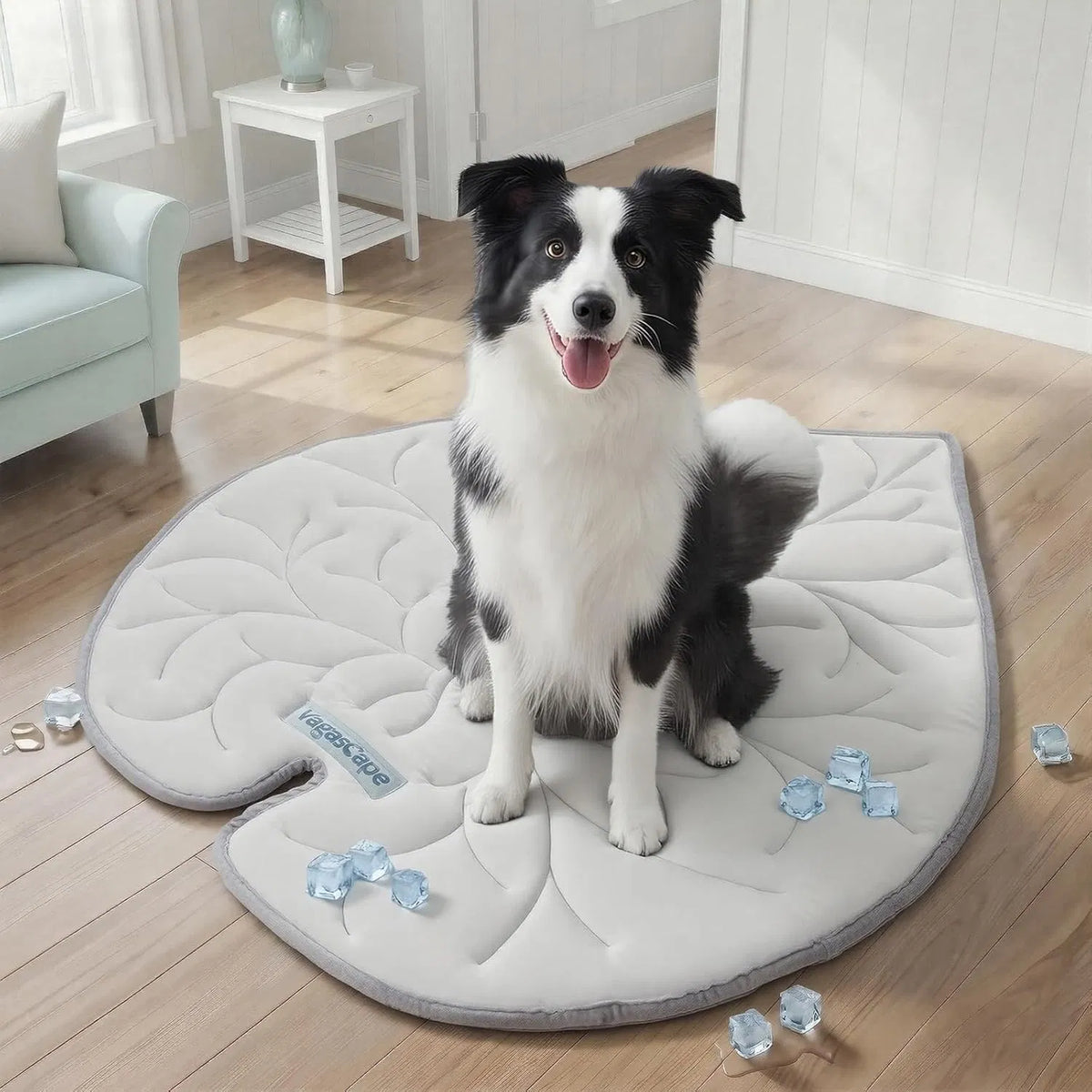 Washable Gel Dog Cooling Mat, Grey, 35.8" x 33.5" Foldable for Medium Dogs 30-50 lbs, Indoor Outdoor Travel Camping Beach