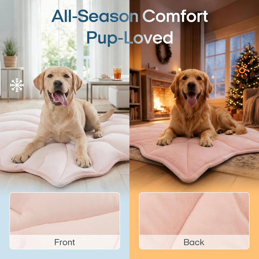 Washable Gel Dog Cooling Mat, Light Pink, 35.8" x 33.5" Foldable for Medium Dogs 30-50 lbs, Indoor Outdoor Travel Camping Beach