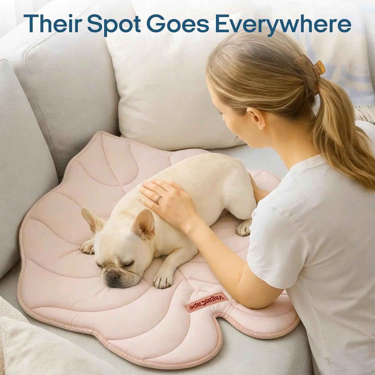 Washable Gel Dog Cooling Mat, Light Pink, 35.8" x 33.5" Foldable for Medium Dogs 30-50 lbs, Indoor Outdoor Travel Camping Beach