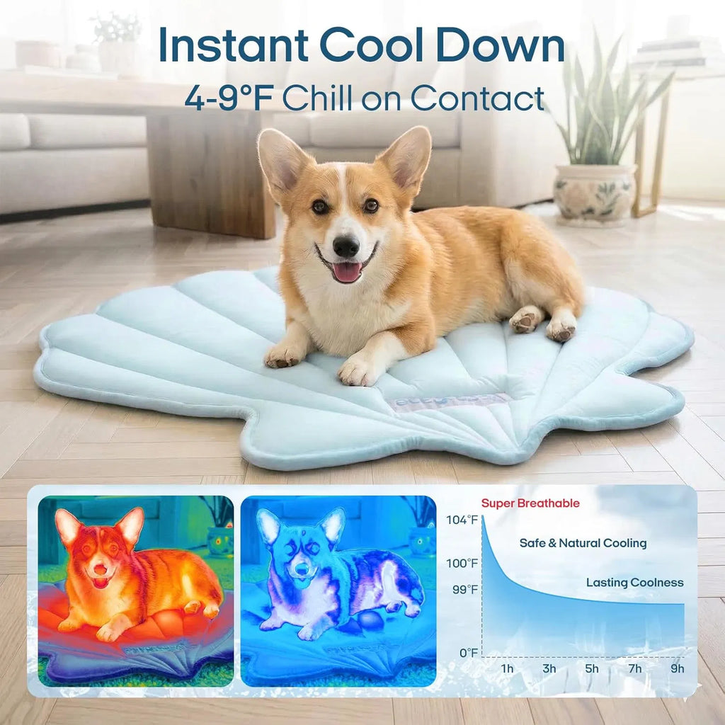 Washable Gel Dog Cooling Mat 35.8" x 33.5" Thick Foldable for Medium Dogs 30-50 lbs, Indoor Outdoor Travel Camping Patio Beach