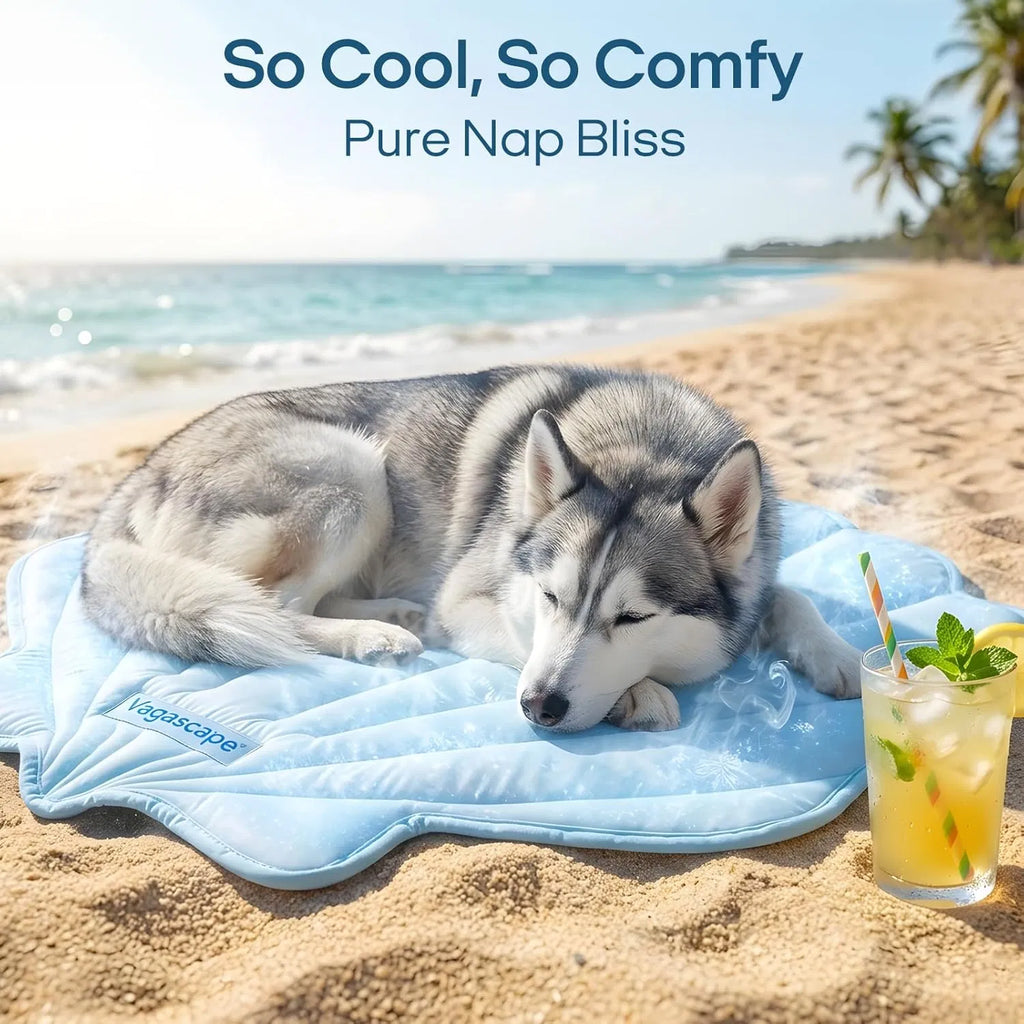 Washable Gel Dog Cooling Mat 35.8" x 33.5" Thick Foldable for Medium Dogs 30-50 lbs, Indoor Outdoor Travel Camping Patio Beach