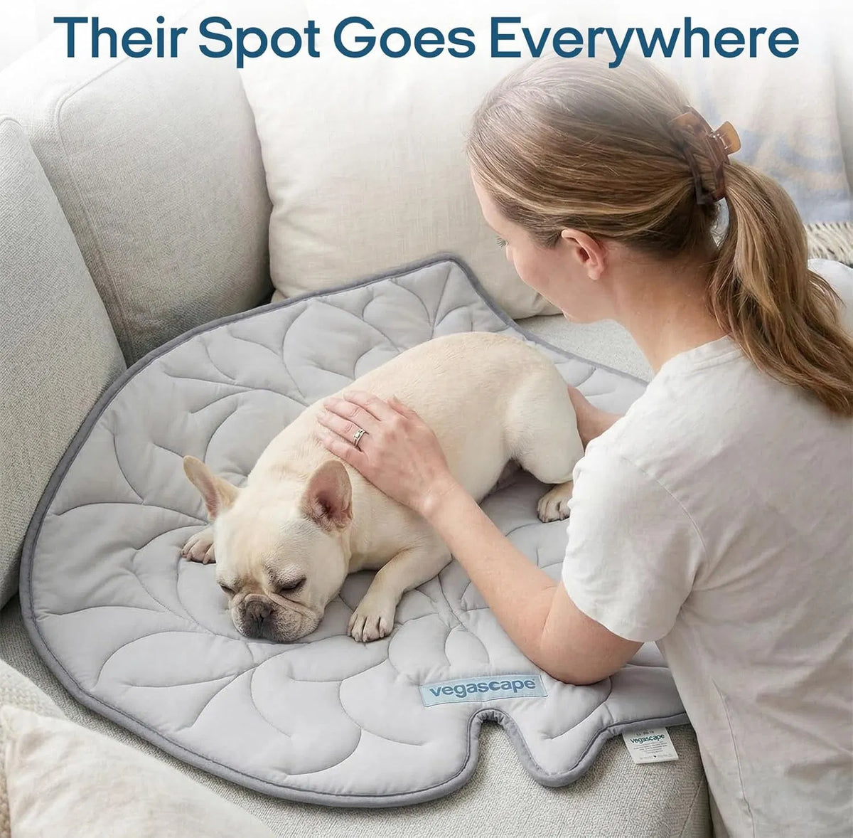 Washable Gel Dog Cooling Mat, Grey, 35.8" x 33.5" Foldable for Medium Dogs 30-50 lbs, Indoor Outdoor Travel Camping Beach