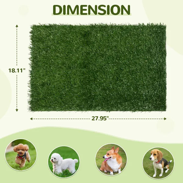 2-Pack Artificial Grass Dog Potty Pads, 27.95 x 18.11 in Indoor Puppy Training Mats, Green