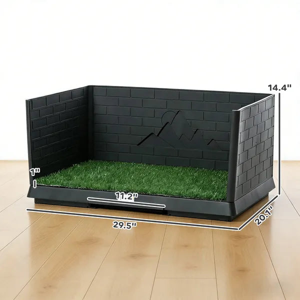 Aeelleea Dog Grass Potty Tray with High Walls, Indoor Puppy Training Pee Pad Holder with Artificial Grass for Small & Medium Dogs