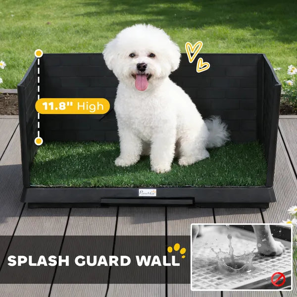 Aeelleea Dog Grass Potty Tray with High Walls, Indoor Puppy Training Pee Pad Holder with Artificial Grass for Small & Medium Dogs