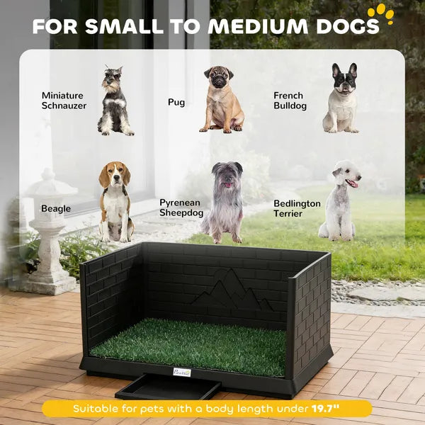 Aeelleea Dog Grass Potty Tray with High Walls, Indoor Puppy Training Pee Pad Holder with Artificial Grass for Small & Medium Dogs