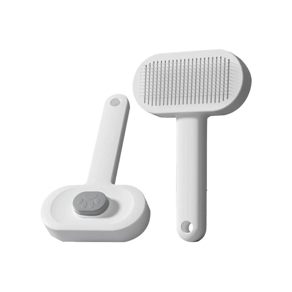Self-Cleaning Pet Grooming Brush for Dogs & Cats, Detangling Slicker Brush with Hair Release Button - Gray