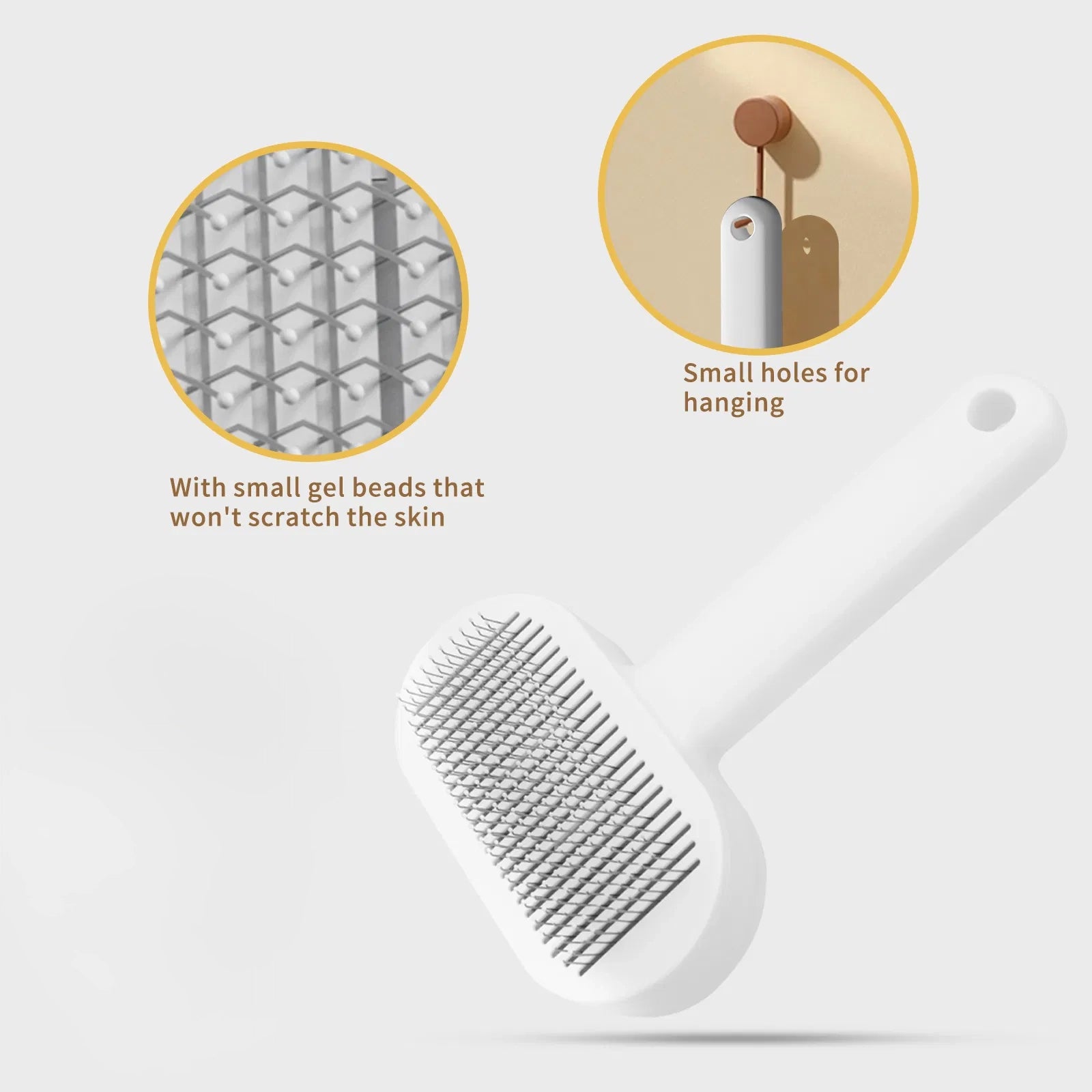 Self-Cleaning Pet Grooming Brush for Dogs & Cats, Detangling Slicker Brush with Hair Release Button - Gray