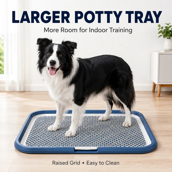 Aeelleea Dog Potty Tray with Removable Grating, Leak-Proof Indoor Puppy Toilet, Washable Pee Pad Holder for Apartment