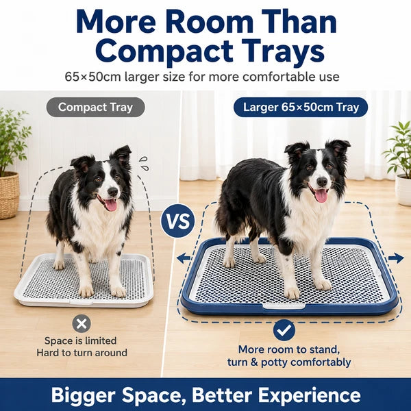 Aeelleea Dog Potty Tray with Removable Grating, Leak-Proof Indoor Puppy Toilet, Washable Pee Pad Holder for Apartment