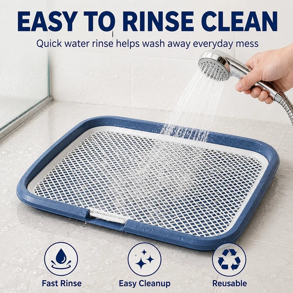 Aeelleea Dog Potty Tray with Removable Grating, Leak-Proof Indoor Puppy Toilet, Washable Pee Pad Holder for Apartment