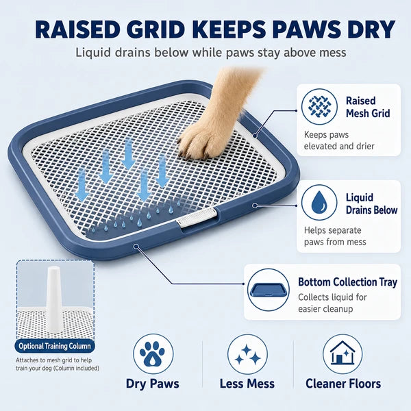 Aeelleea Dog Potty Tray with Removable Grating, Leak-Proof Indoor Puppy Toilet, Washable Pee Pad Holder for Apartment