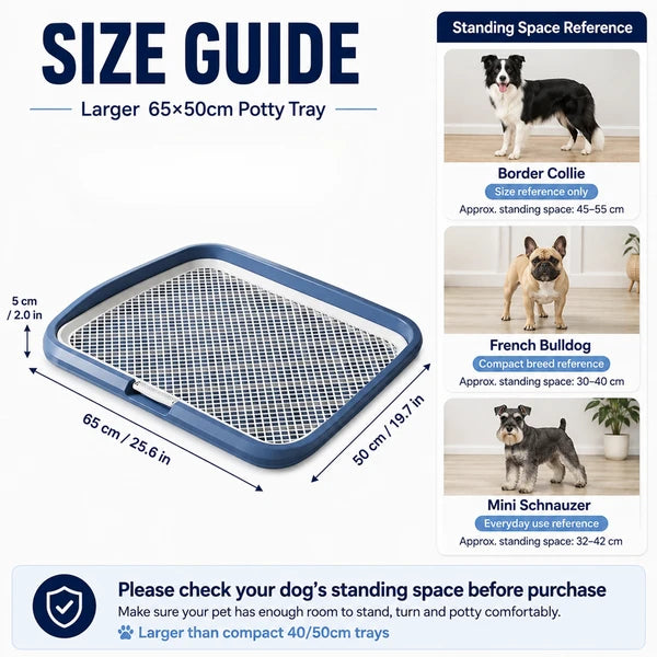 Aeelleea Dog Potty Tray with Removable Grating, Leak-Proof Indoor Puppy Toilet, Washable Pee Pad Holder for Apartment