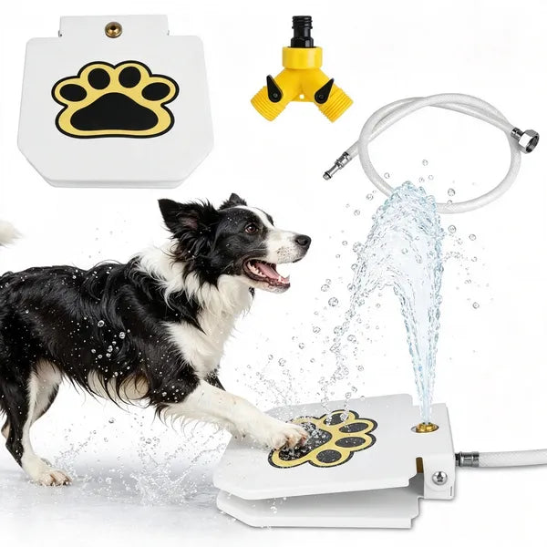 Aeelleea Paw Activated Dog Water Fountain, 8.58×8.34×1.96 Inch Step On Outdoor Pet Sprinkler, No Electricity Dispenser for Dogs, Yard Garden Lawn