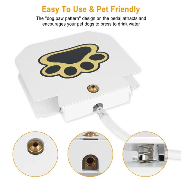 Aeelleea Paw Activated Dog Water Fountain, 8.58×8.34×1.96 Inch Step On Outdoor Pet Sprinkler, No Electricity Dispenser for Dogs, Yard Garden Lawn