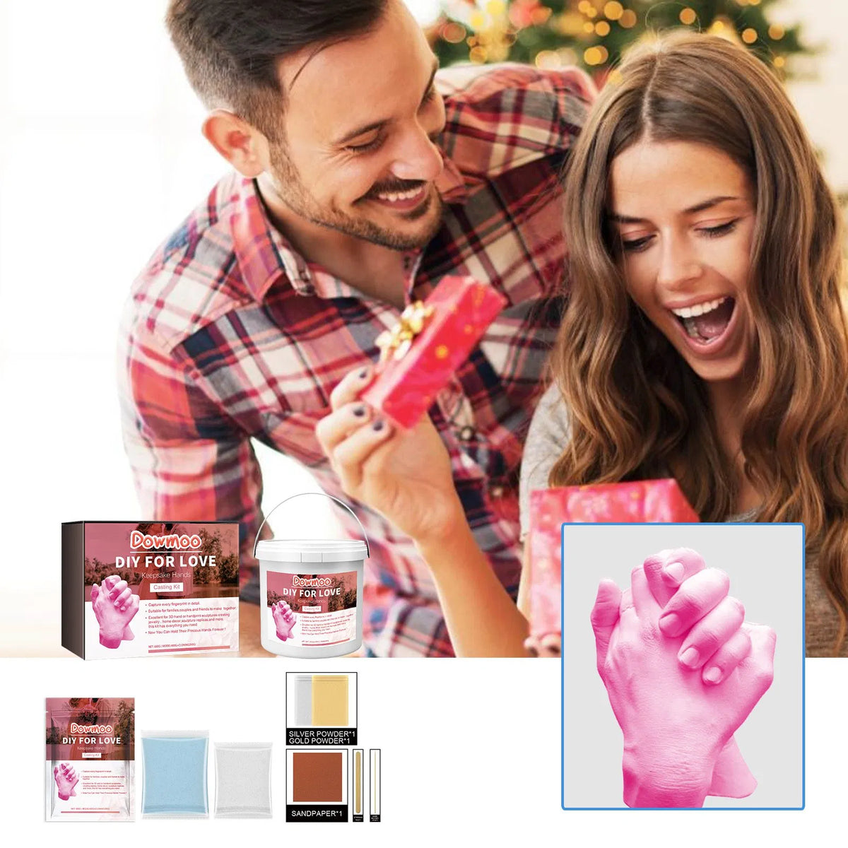 600g Hand Casting Kit, DIY Keepsake Hand Mold Craft Set for Couples and Families