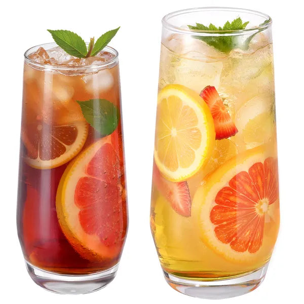 16-Piece Lead-Free Crystal Drinking Glasses Set, Clear Tumbler Cups, Dishwasher Safe, For Water, Juice, Cocktail, Home Bar & Party`
