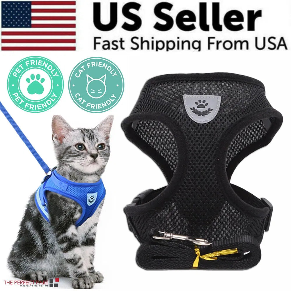 Reflective Adjustable Pet Vest Harness with Leash, Control Harness for Cats & Dogs S M L XL