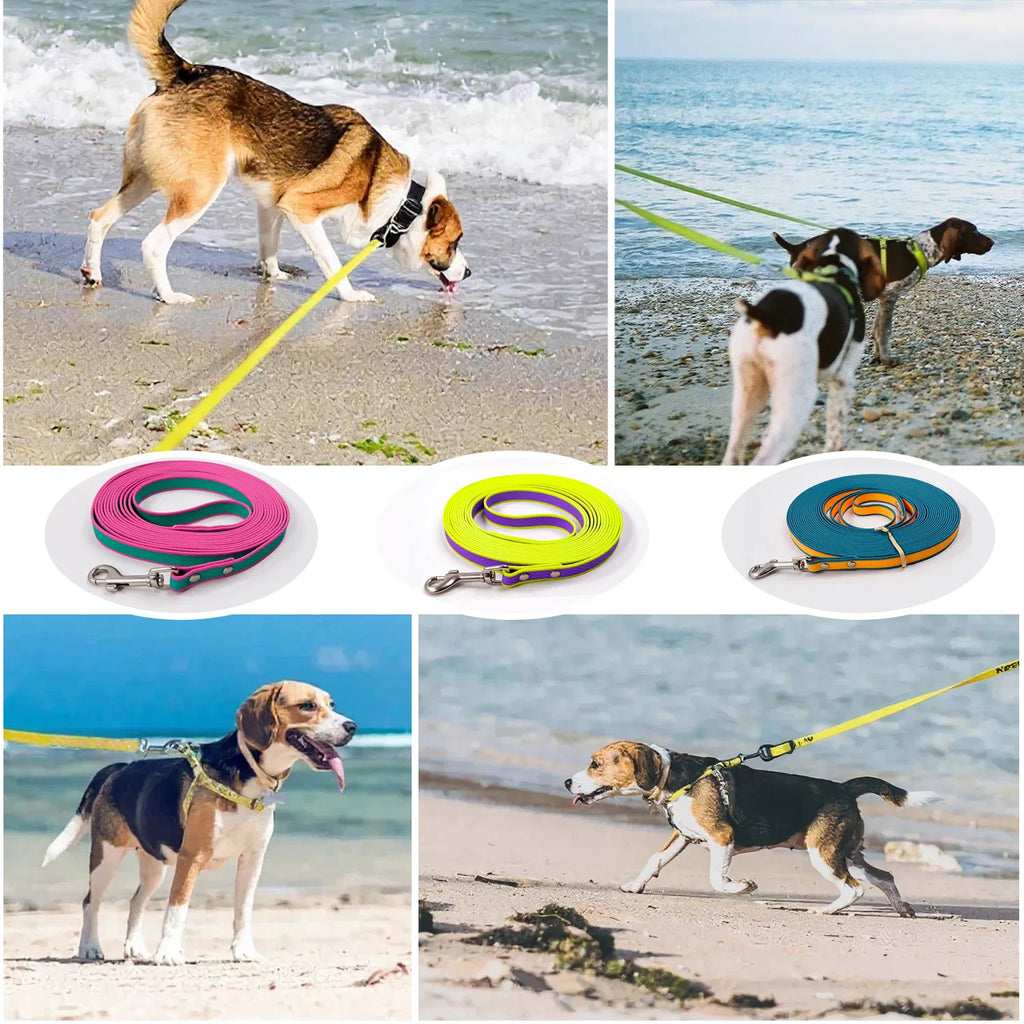 3M Two-Tone Waterproof Dog Training Leash, Orange Blue Embossed Tangle-Free Long Lead for Dog Recall Training Daily Walking