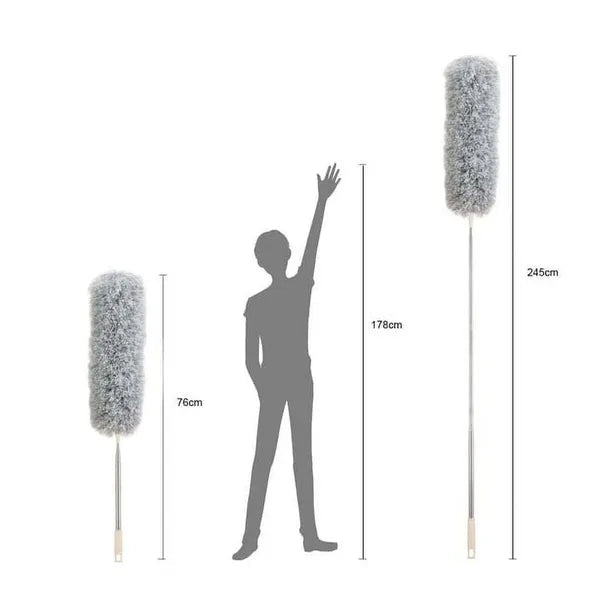 Aeelleea Extendable Microfiber Duster with Bendable Head, Long Handle Grey Duster for Ceiling Fan, High Ceiling, Blinds, Furniture & Car Cleaning