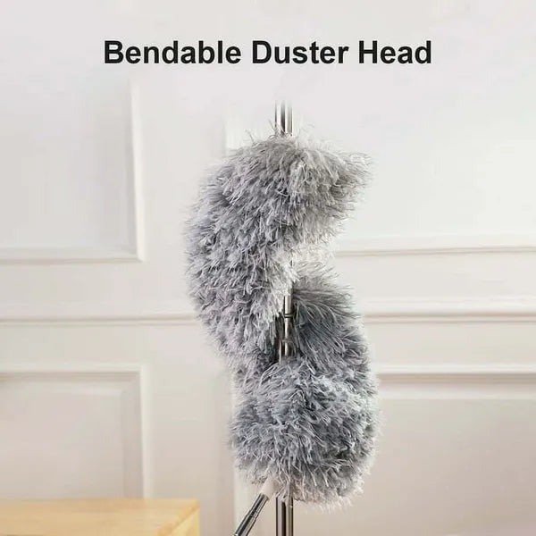 Aeelleea Extendable Microfiber Duster with Bendable Head, Long Handle Grey Duster for Ceiling Fan, High Ceiling, Blinds, Furniture & Car Cleaning