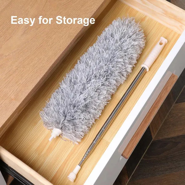 Aeelleea Extendable Microfiber Duster with Bendable Head, Long Handle Grey Duster for Ceiling Fan, High Ceiling, Blinds, Furniture & Car Cleaning