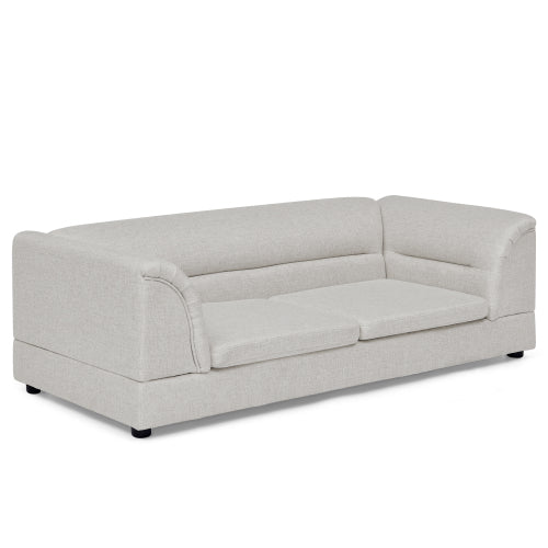 AEELLEEA Jumbo Dog Sofa Bed, Beige Upholstered Pet Couch with Bolster Sides, Large Dog Bed for Dogs up to 150 lbs