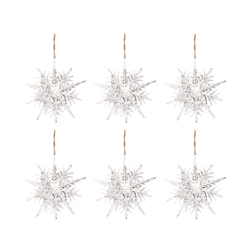 6-pack white snowflake Christmas ornament