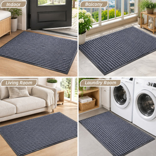 2 Pack Door Mat 36x24, Grey Non-Slip Indoor Outdoor Doormat, Absorbent Rug for Entryway Front Door Pet Friendly