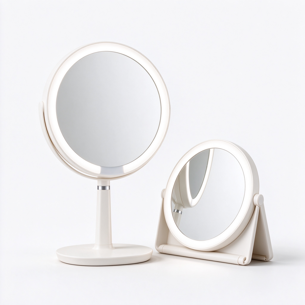 AEELLEEA Lighted Makeup Mirror, 1X/30X Double Sided Vanity Mirror, 3 Color Lights, Foldable 360° Rotatable Tabletop Mirror, Black