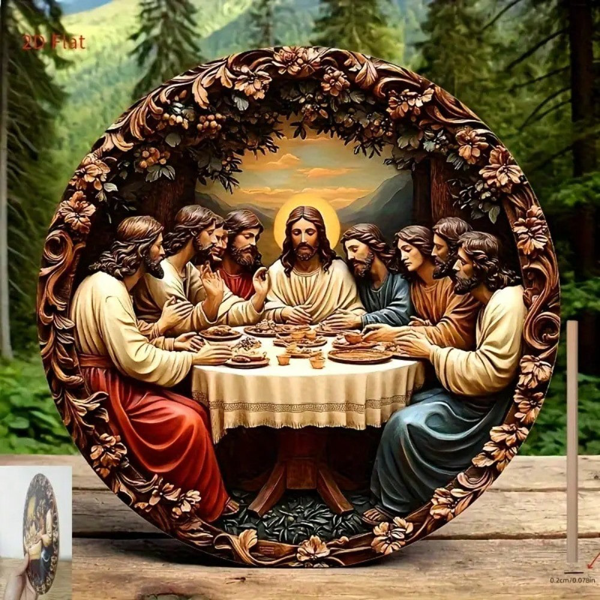 The Last Supper 2D Wall Decor, Fine Print Jesus & 12 Disciples Religious Hanging Plaque for Home Church
