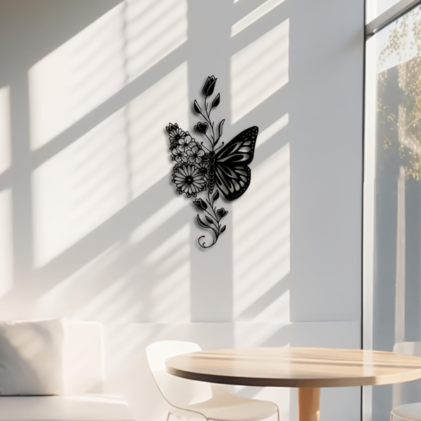 Metal Butterfly Wall Art, Black Iron Flower Floral Wall Decor